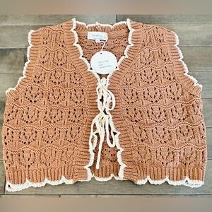 Women's Crochet Knit Vest - Brown